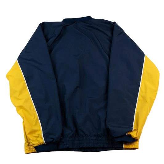 Navy and yellow jacket on a white background