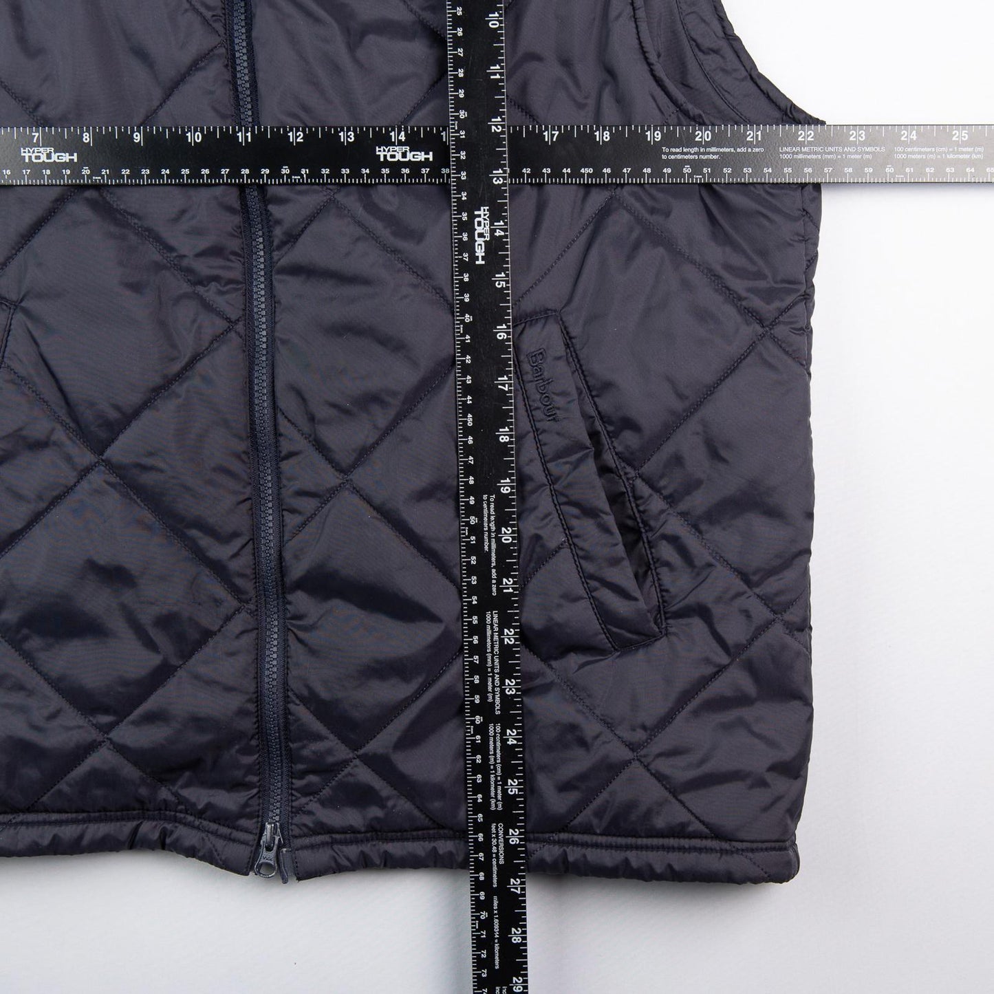 Barbour Finn Gilet Navy Quilted Full Zip Vest Corduroy Collar Men’s Large