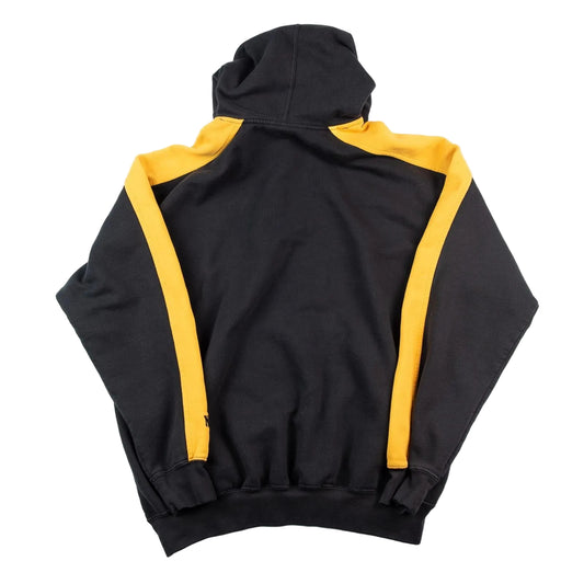 Black hoodie with yellow accents on a white background