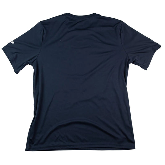 Navy blue t-shirt on a white background