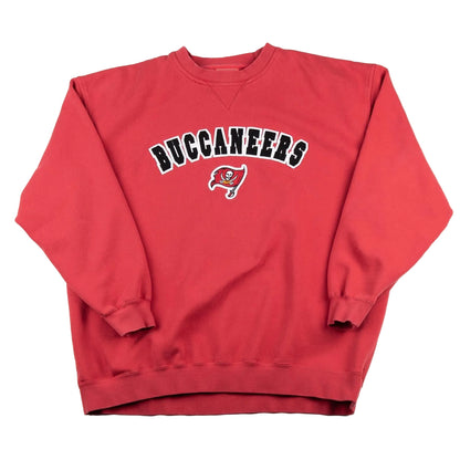 Red Buccaneers sweatshirt on a white background