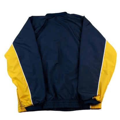 Navy and yellow jacket on a white background