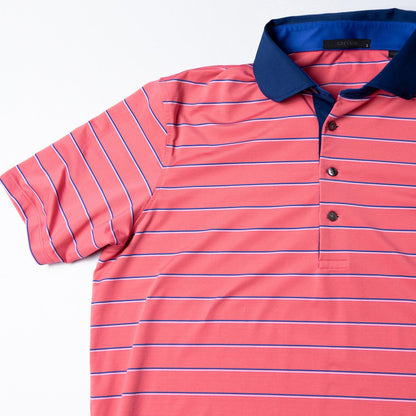 Greyson Pink Striped Performance Stretch Golf Polo Men's Large