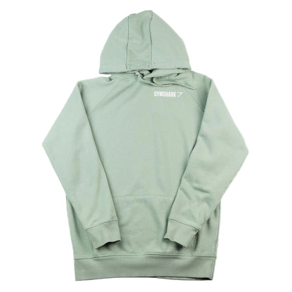 Light green hoodie with a brand logo on a white background