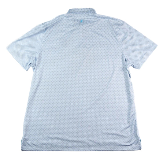 Light blue checkered polo shirt on a white background