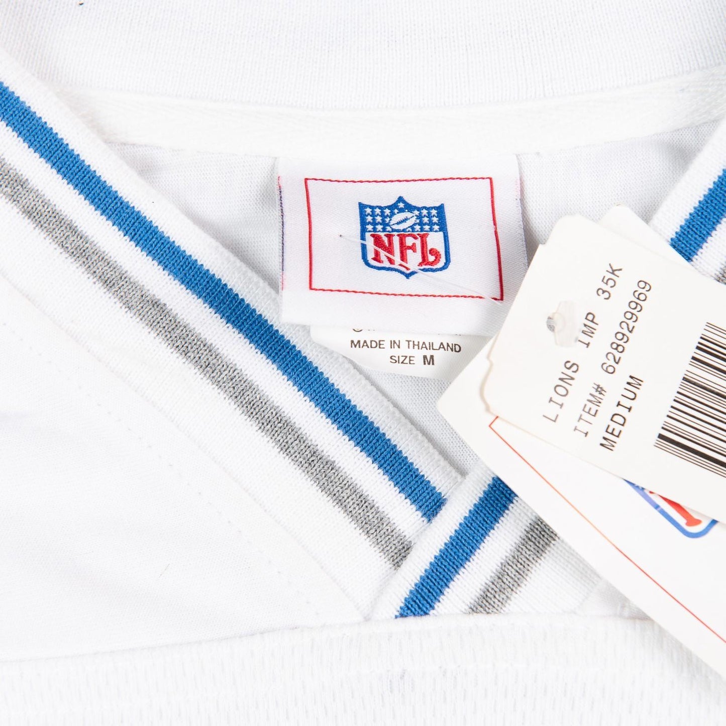 Detroit Lions NFL Long Sleeve Mesh Jersey Style Shirt White Embroidered Logo NWT Men’s Medium