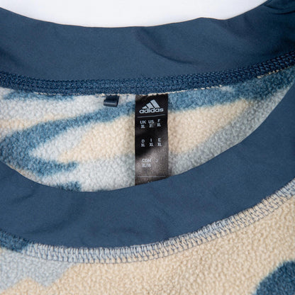 Adidas Fleece Pullover Sweatshirt Blue Tan Camo Pattern Chest Pocket Men's XL
