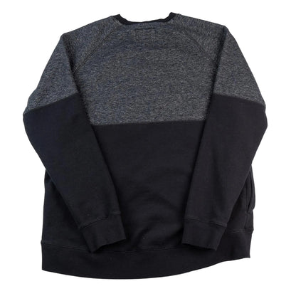 Black and gray color-blocked sweatshirt on a white background