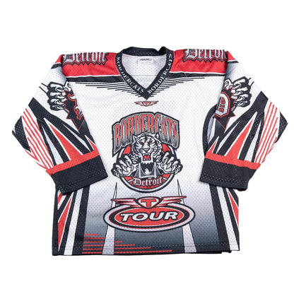 Hockey jersey with 'Border Cats Detroit' and 'Tour' logos on a white background
