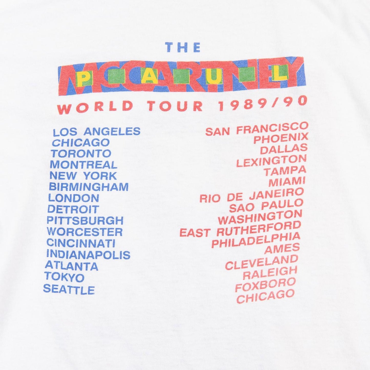 Vintage 1989 Brockum Paul McCartney World Tour T-Shirt Men's XL