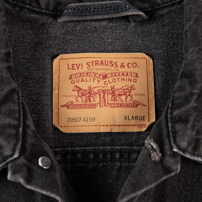 Vintage 1995 Levi’s 527 Trucker Jacket Black Denim Wash 70507-4159 Men's XL