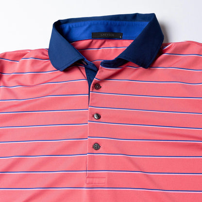 Greyson Pink Striped Performance Stretch Golf Polo Men's Large