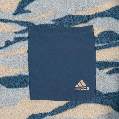 Adidas Fleece Pullover Sweatshirt Blue Tan Camo Pattern Chest Pocket Men's XL