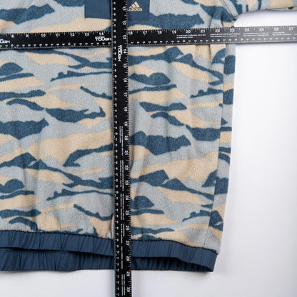 Adidas Fleece Pullover Sweatshirt Blue Tan Camo Pattern Chest Pocket Men's XL