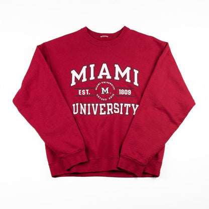 Vintage 1990s Miami University RedHawks Crewneck Sweatshirt Red Men’s L