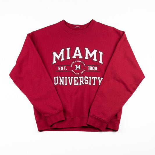 Vintage 1990s Miami University RedHawks Crewneck Sweatshirt Red Men’s L