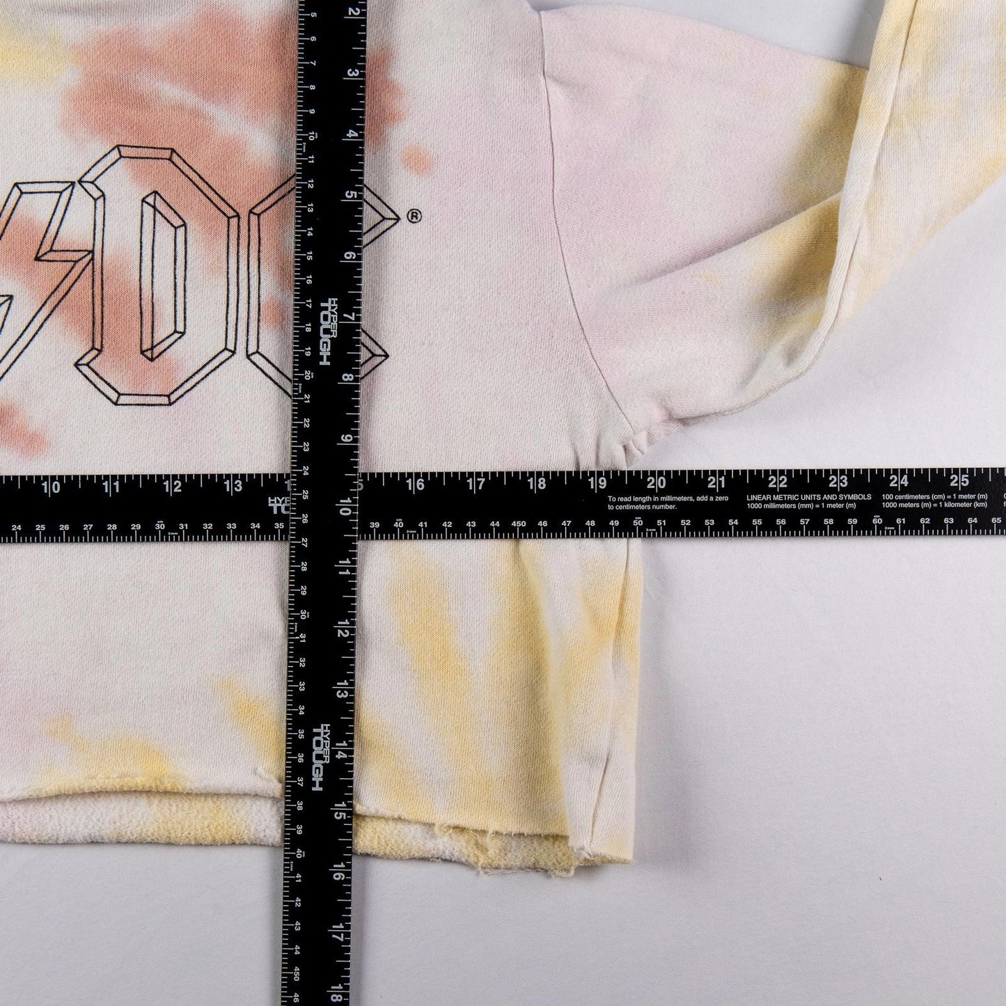 AC/DC High Voltage Thunderbolt Tie Dye Crop Top Pullover Hoodie Women's Small