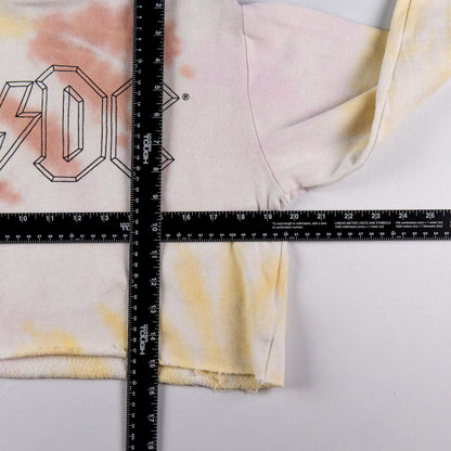 AC/DC High Voltage Thunderbolt Tie Dye Crop Top Pullover Hoodie Women's Small