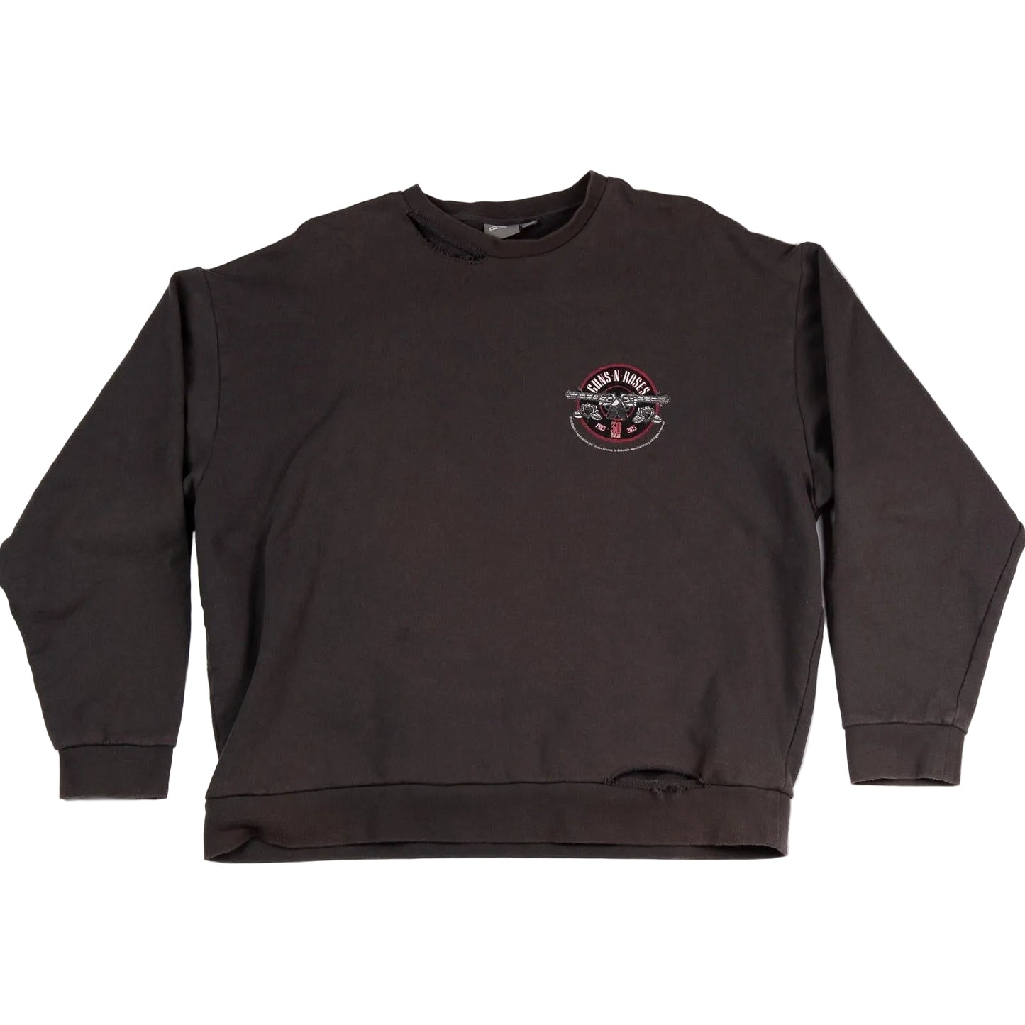 Brown sweatshirt with a logo on the chest against a white background