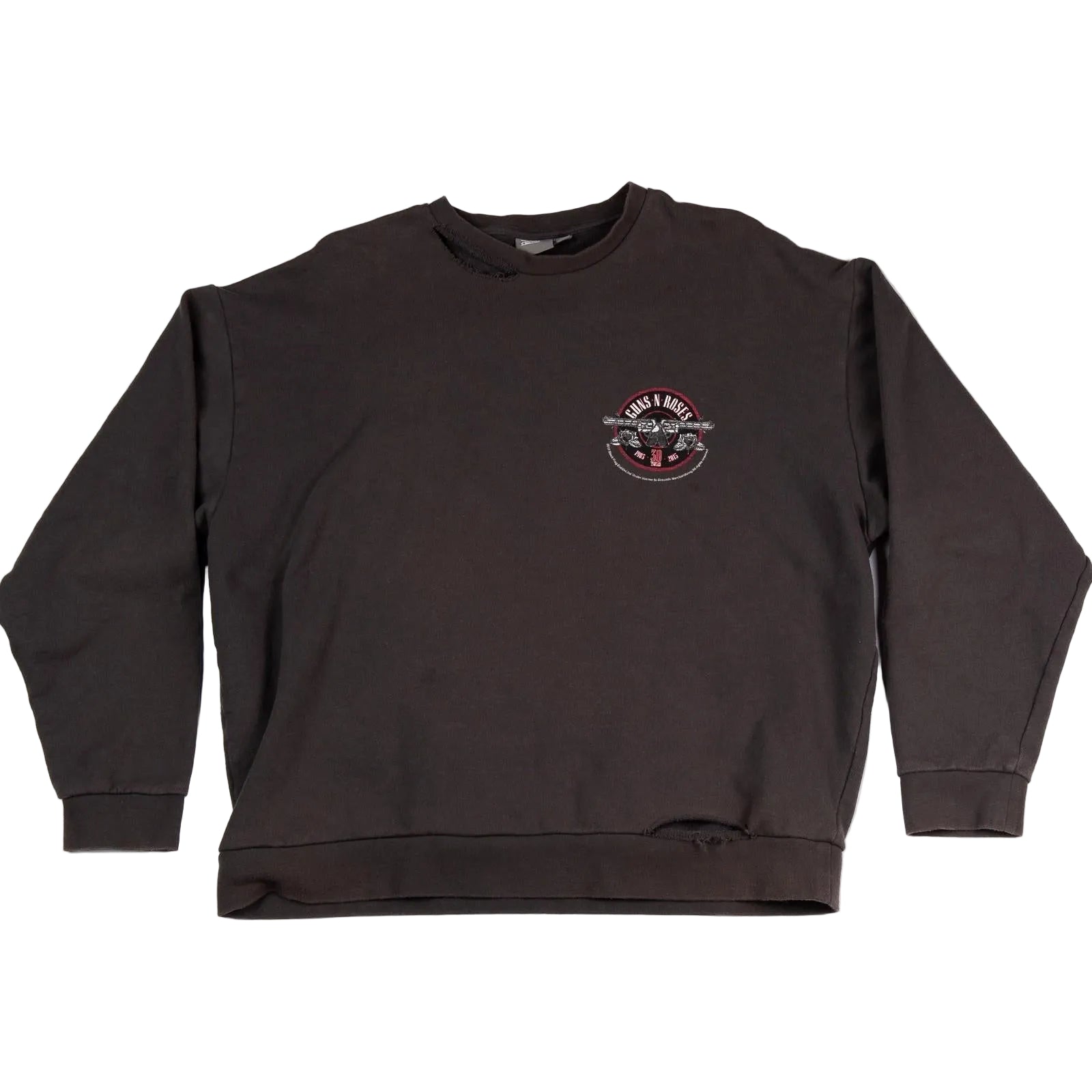 Brown sweatshirt with a logo on the chest against a white background