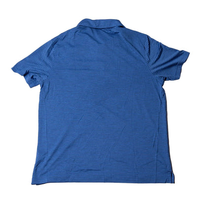 Blue striped polo shirt on a white background