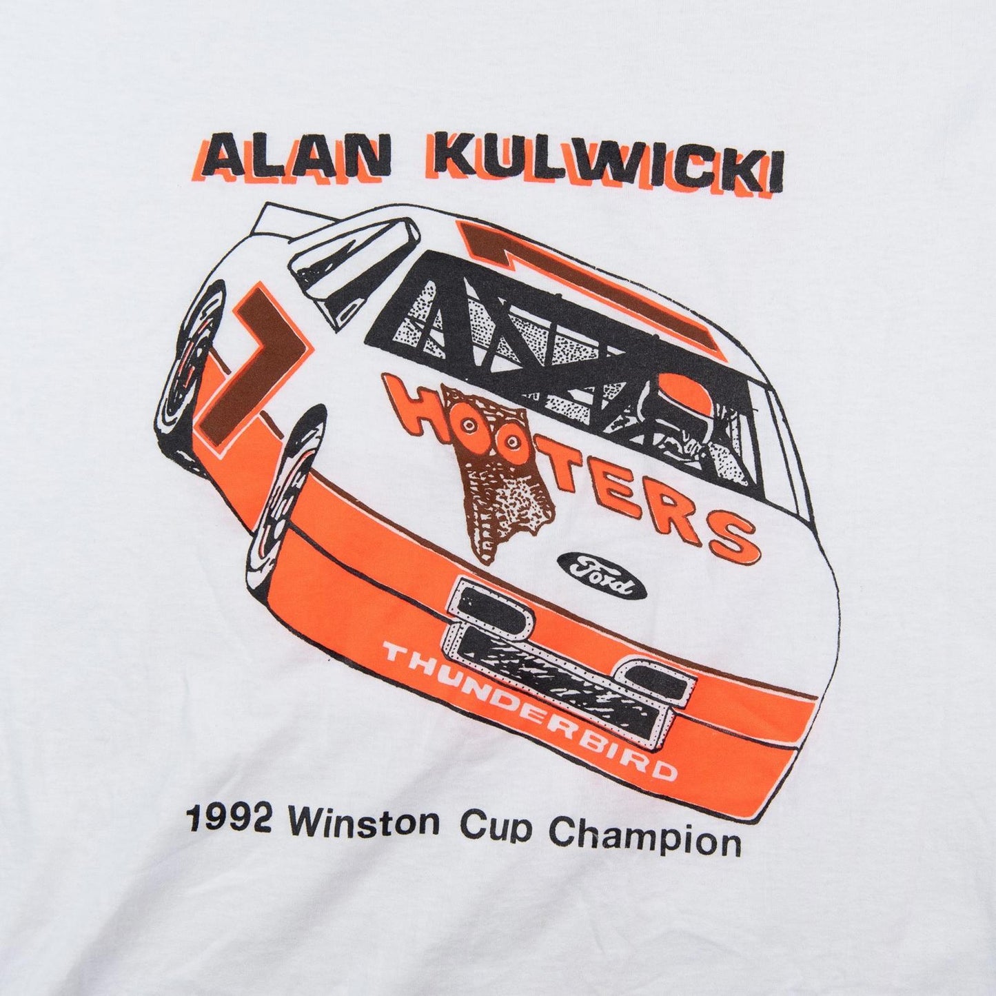Vintage 1992 Alan Kulwicki Hooters NASCAR Winston Cup Champion T-shirt Mens Large