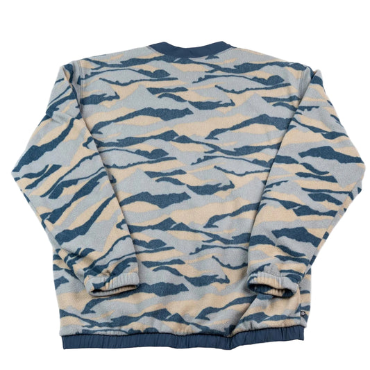 Camouflage-patterned sweater on a white background