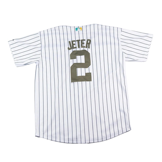 Baseball jersey with 'Jeter' and number '2' on a white background
