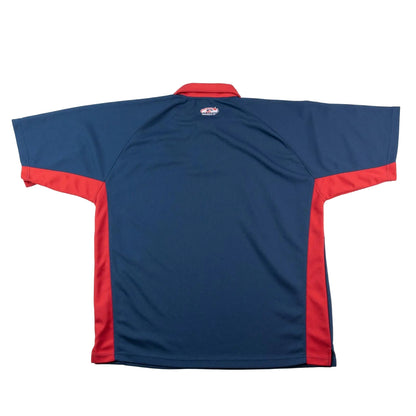Blue and red sports jersey on a white background