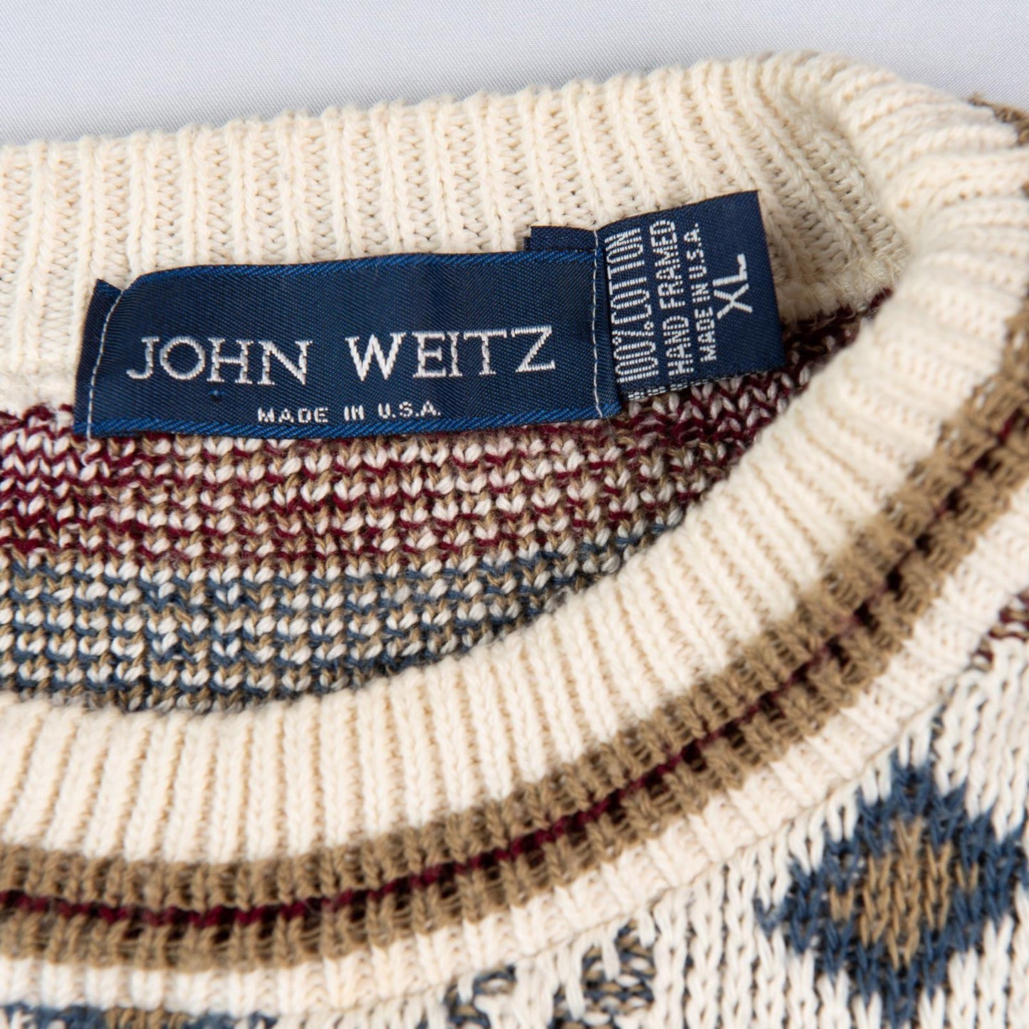 Vintage 1990's John Weitz Geometric Knit Sweater Men's XL