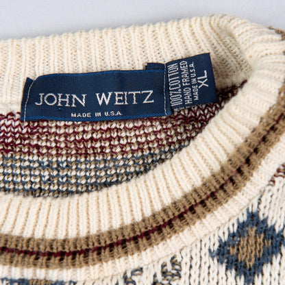 Vintage 1990's John Weitz Geometric Knit Sweater Men's XL