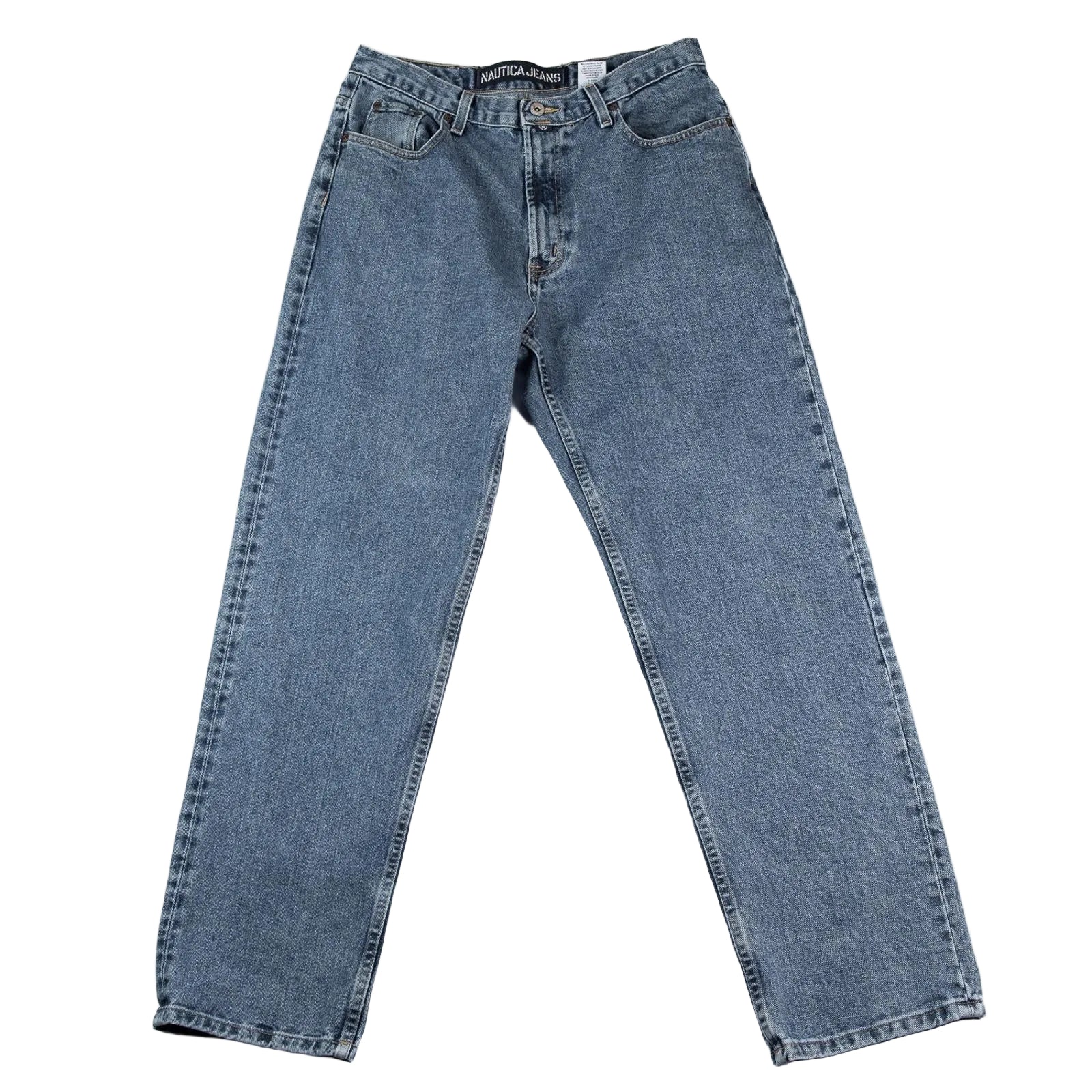 Pair of blue jeans on a white background