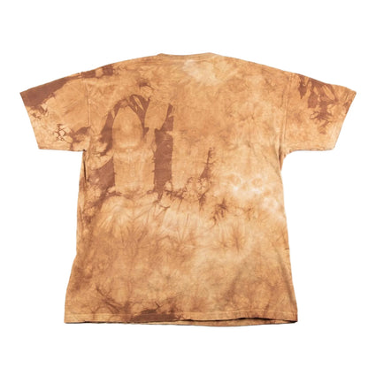 Brown tie-dye t-shirt on a white background