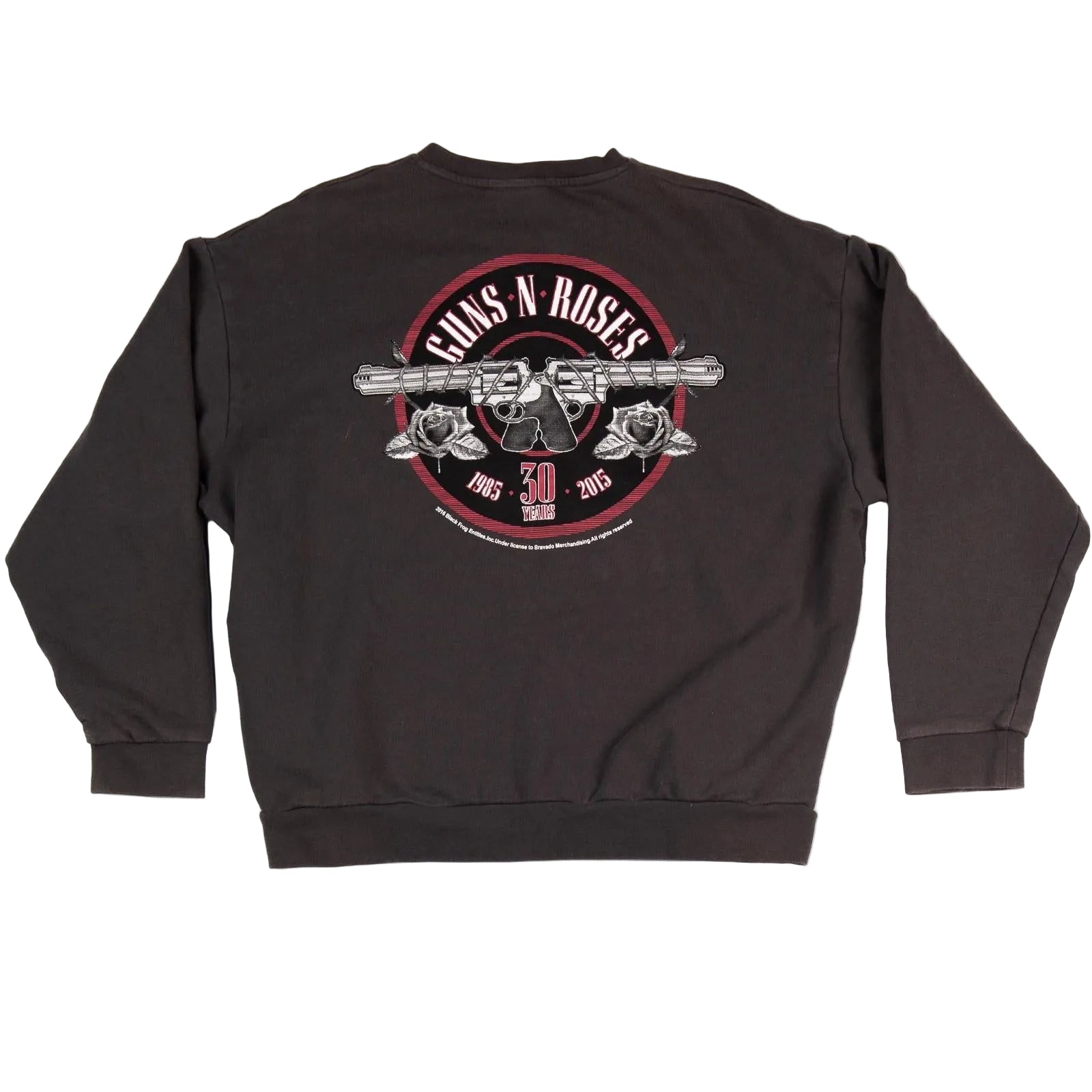 Black sweatshirt with Guns N' Roses logo on the back against a white background