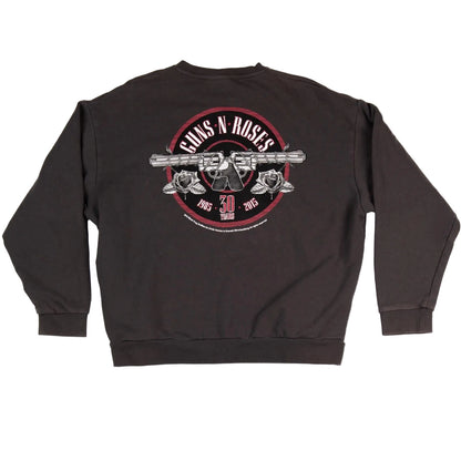 Black sweatshirt with Guns N' Roses logo on the back against a white background