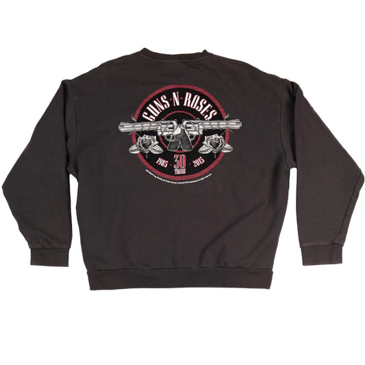 Black sweatshirt with Guns N' Roses logo on the back against a white background