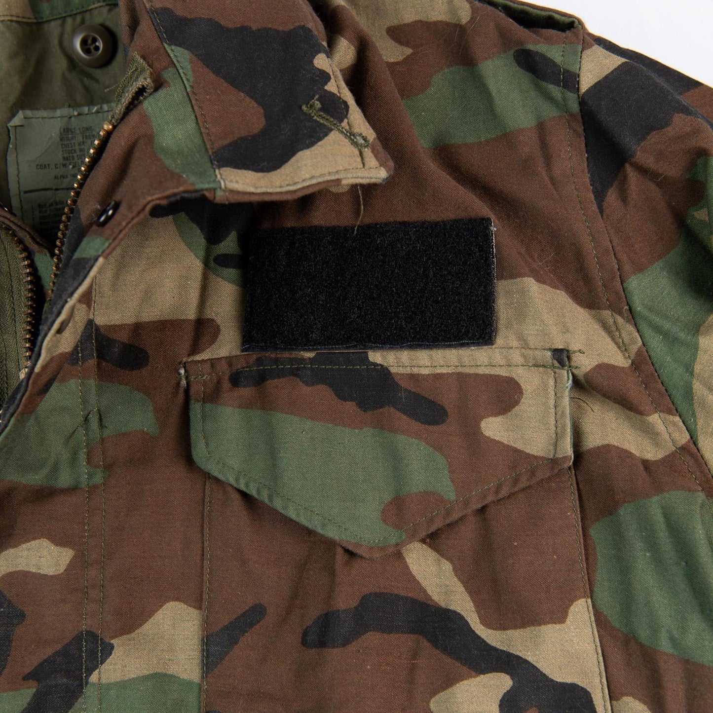 Vintage 1986 Alpha Industries US Army M-65 Field Jacket Woodland Camo Large