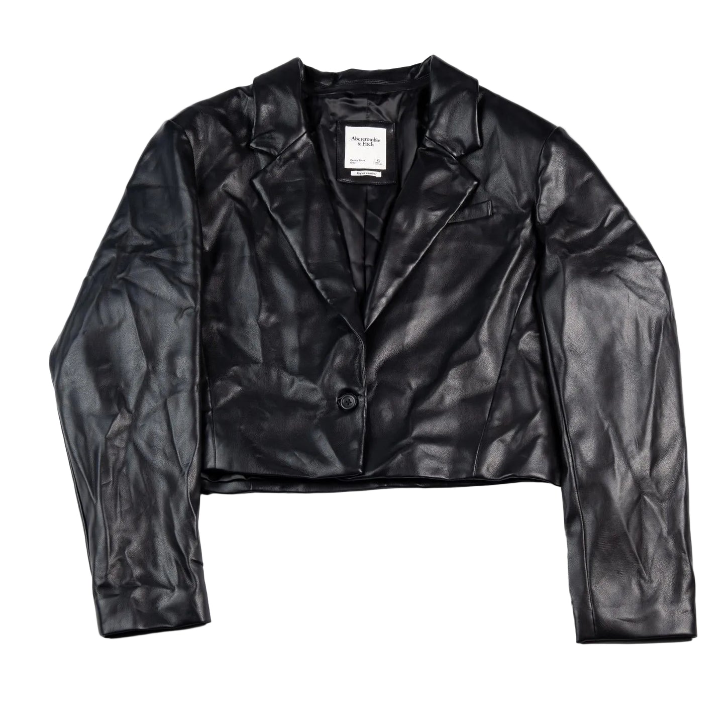 Black leather jacket on a white background