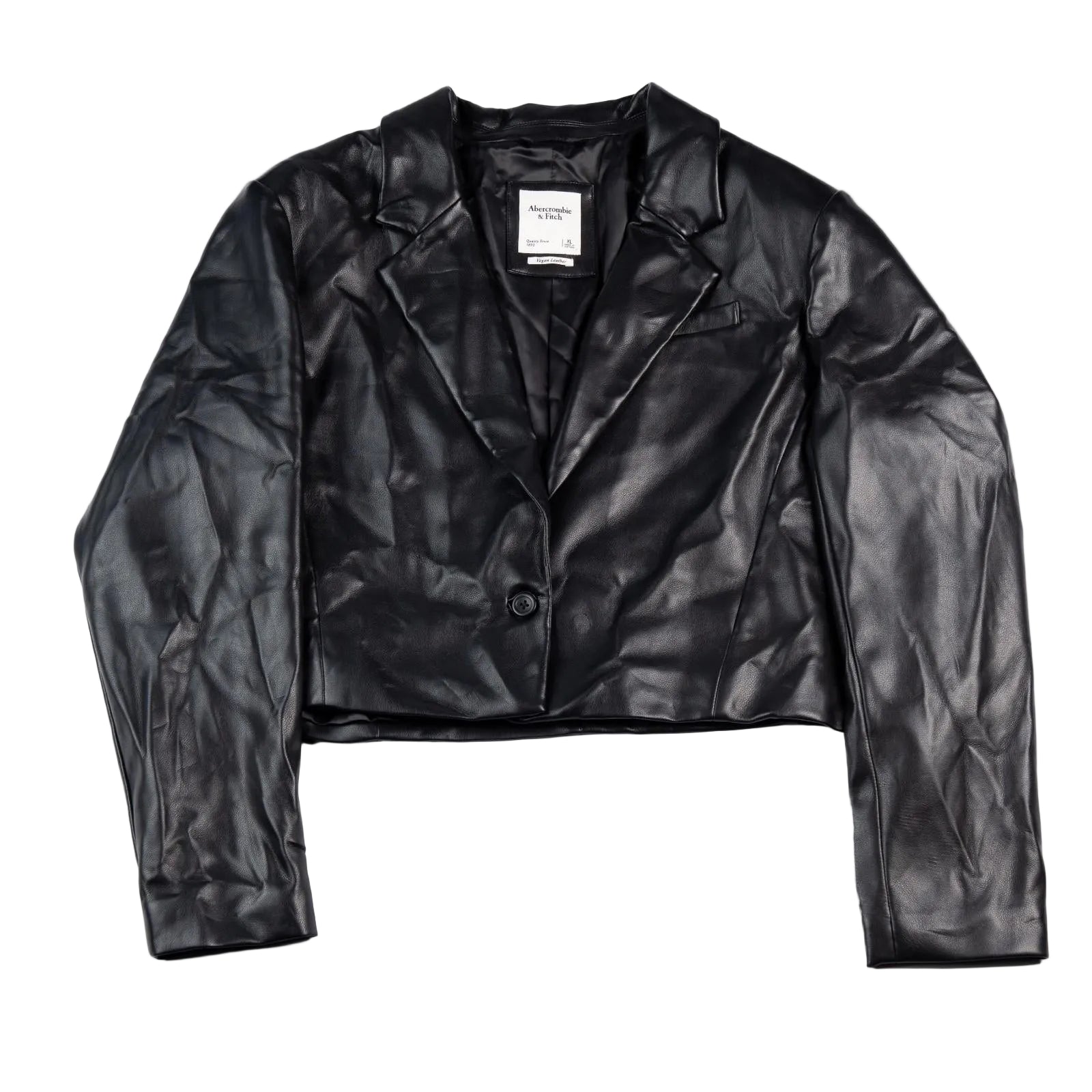 Black leather jacket on a white background