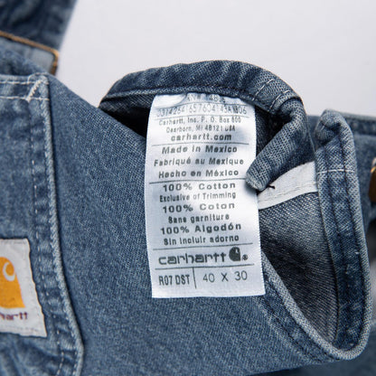 Carhartt Denim Overalls Relaxed Fit Blue Workwear Bib Dungarees R07 DST 40x30
