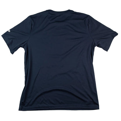 Navy blue t-shirt on a white background