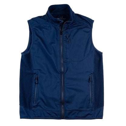 Blue vest with zippers on a white background