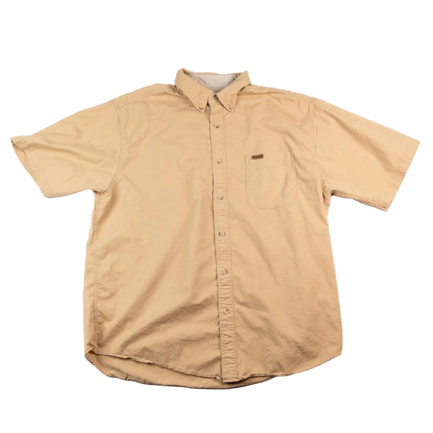 Beige short-sleeve shirt on a white background