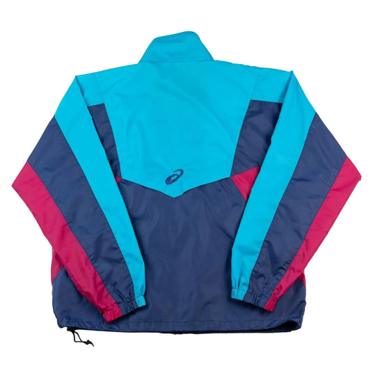 Colorful jacket with a brand logo on a white background