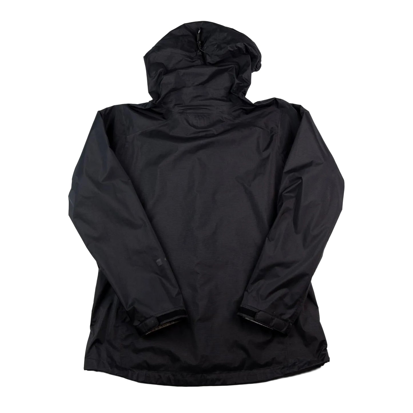 Black jacket with a hood on a white background