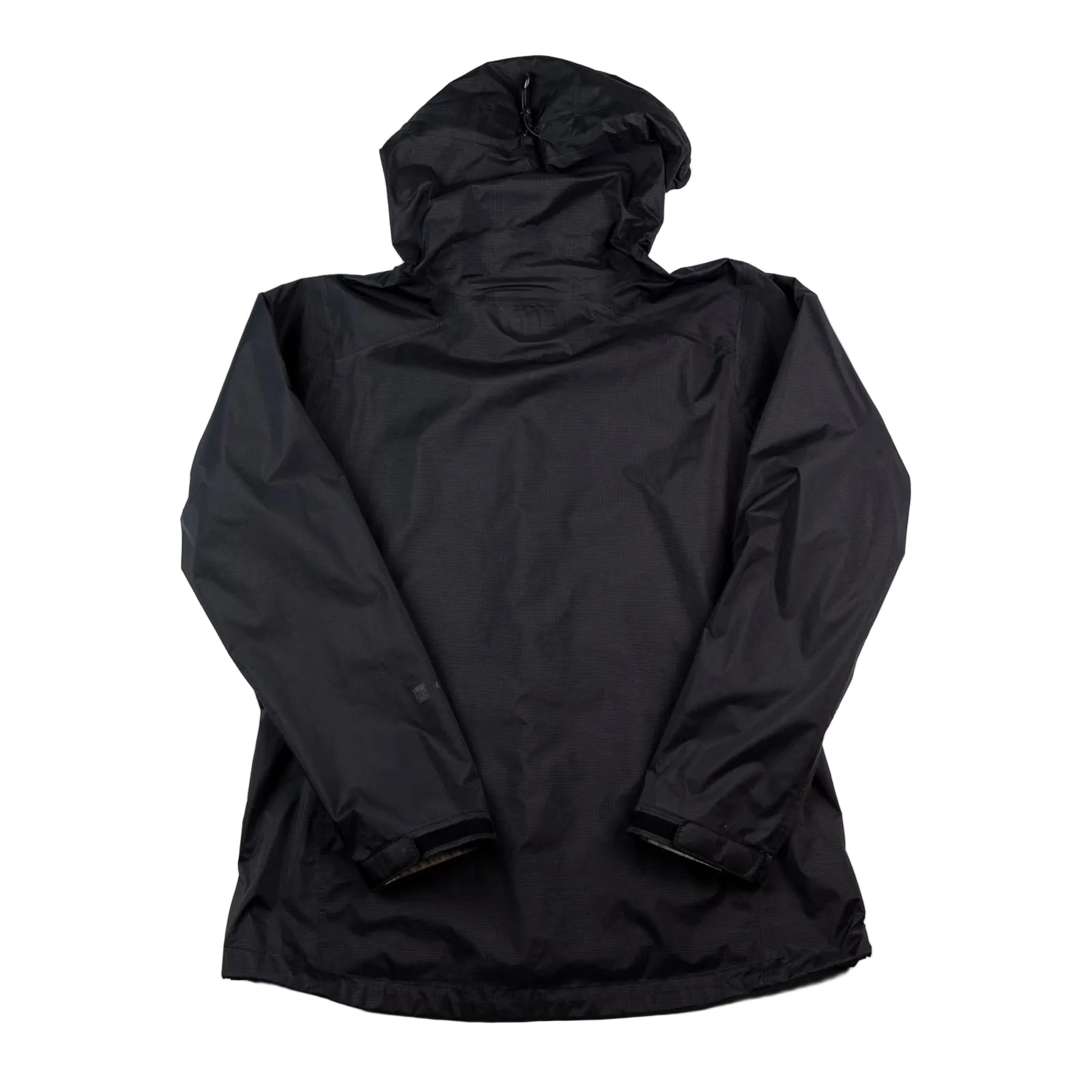 Black jacket with a hood on a white background