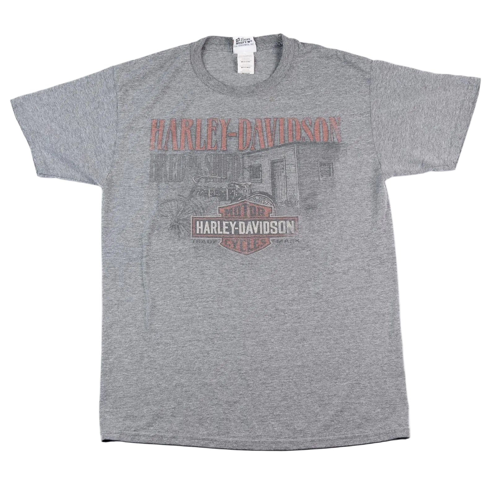 Gray t-shirt with Harley-Davidson logo on a white background