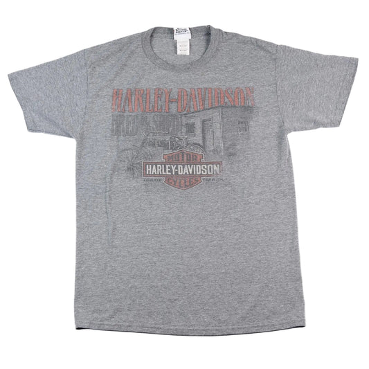 Gray t-shirt with Harley-Davidson logo on a white background