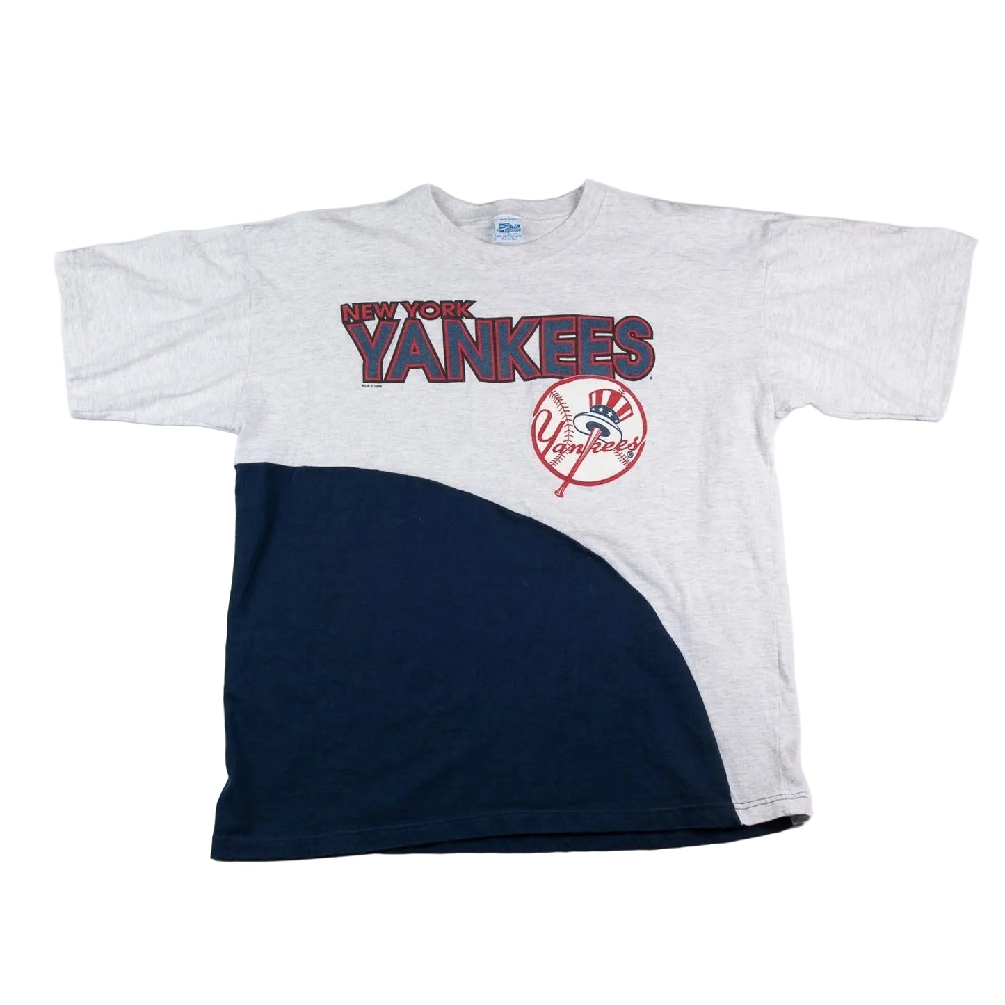 Gray and navy New York Yankees t-shirt on a white background