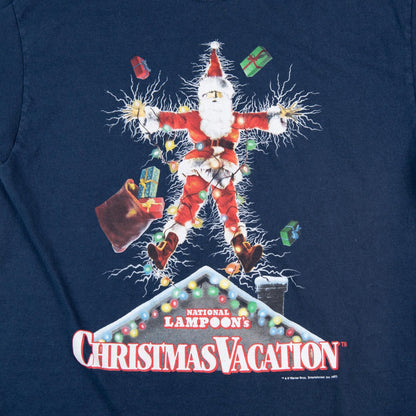 Vintage Y2K National Lampoon’s Christmas Vacation T-Shirt Santa Graphic Navy Men’s Medium
